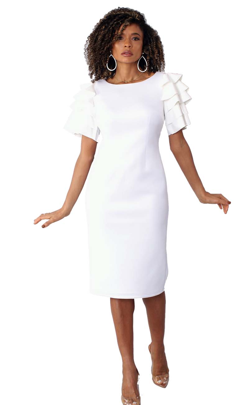 For Her Women Dress 82050C-White - Church Suits For Less