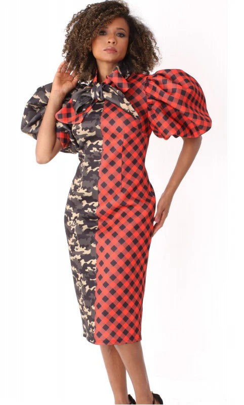 for Her Women Dress 81822C-Camo/Red, Camo/Red / S