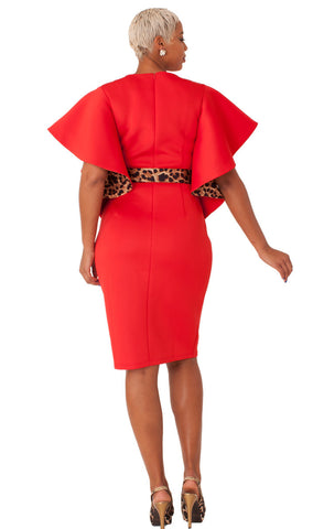 For Her Women Dress 82240C-Red Animal Print - Church Suits For Less