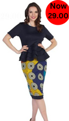 For Her Skirt Set 8733C-Navy/Print - Church Suits For Less