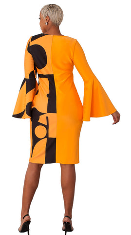 For Her Women Dress 82062C-Black Yellow - Church Suits For Less