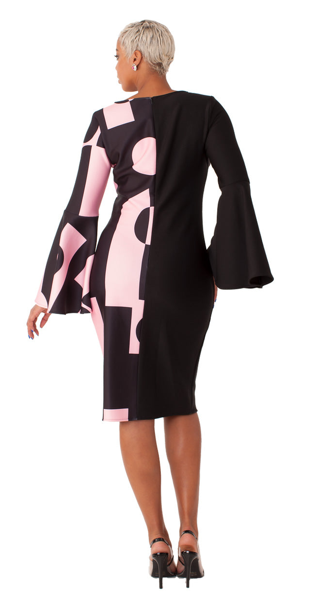 For Her Women Dress 82062-Black Pink, Black Pink / Large | Church Suits For Less For Her Women Dress 82062-Black Pink, Black Pink / Large | Church Suits For Less