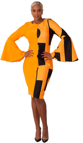 For Her Women Dress 82062C-Black Yellow - Church Suits For Less