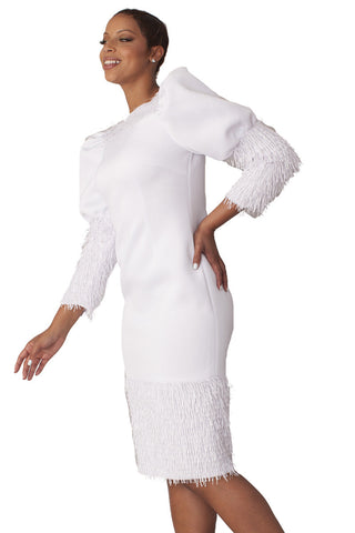 For Her Women Dress 82283C-White - Church Suits For Less