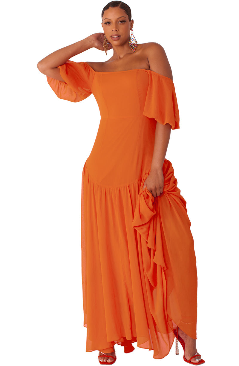 off the shoulder dress to church For Her Dress 82315-Rust/Red, Rust/Red / 1XLarge