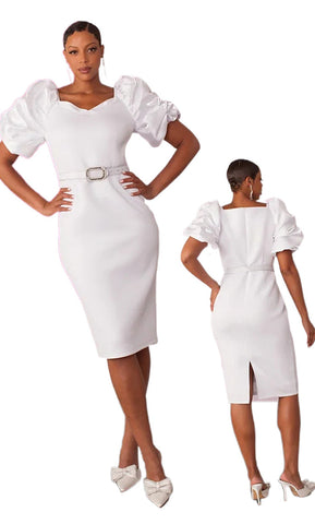 For Her Women Dress 82167C-White - Church Suits For Less