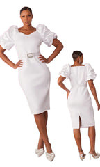 For Her Women Dress 82167-White - Church Suits For Less
