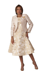 Tally Taylor Dress 4819-Champagne/Gold - Church Suits For Less