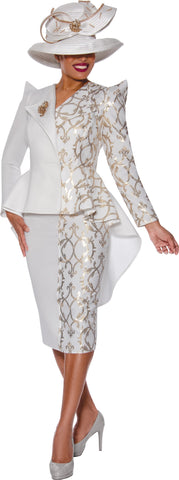 GMI Church Suit 9912C-White/Gold