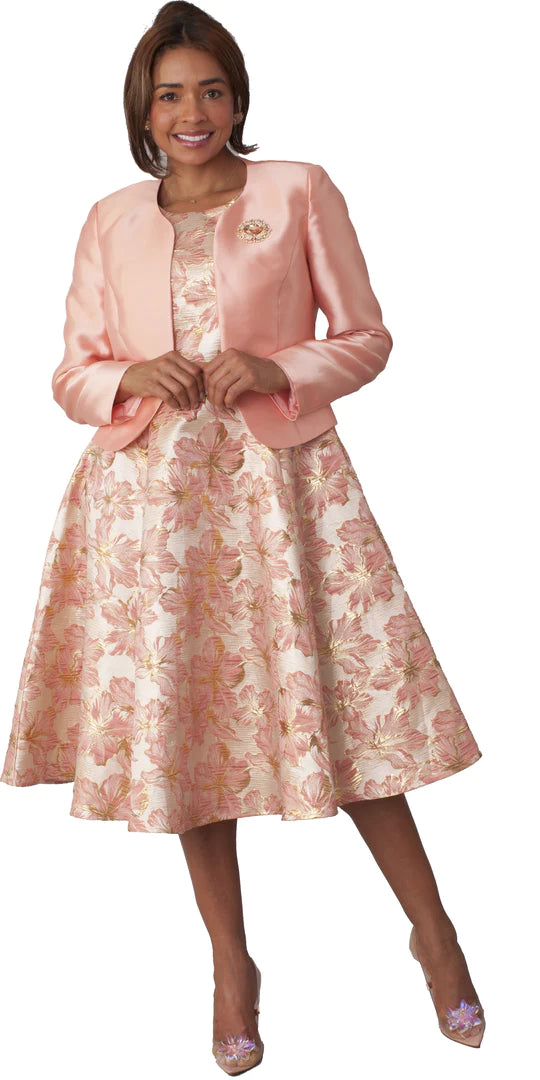 Tally Taylor Dress 4819-Peach/Gold - Church Suits For Less