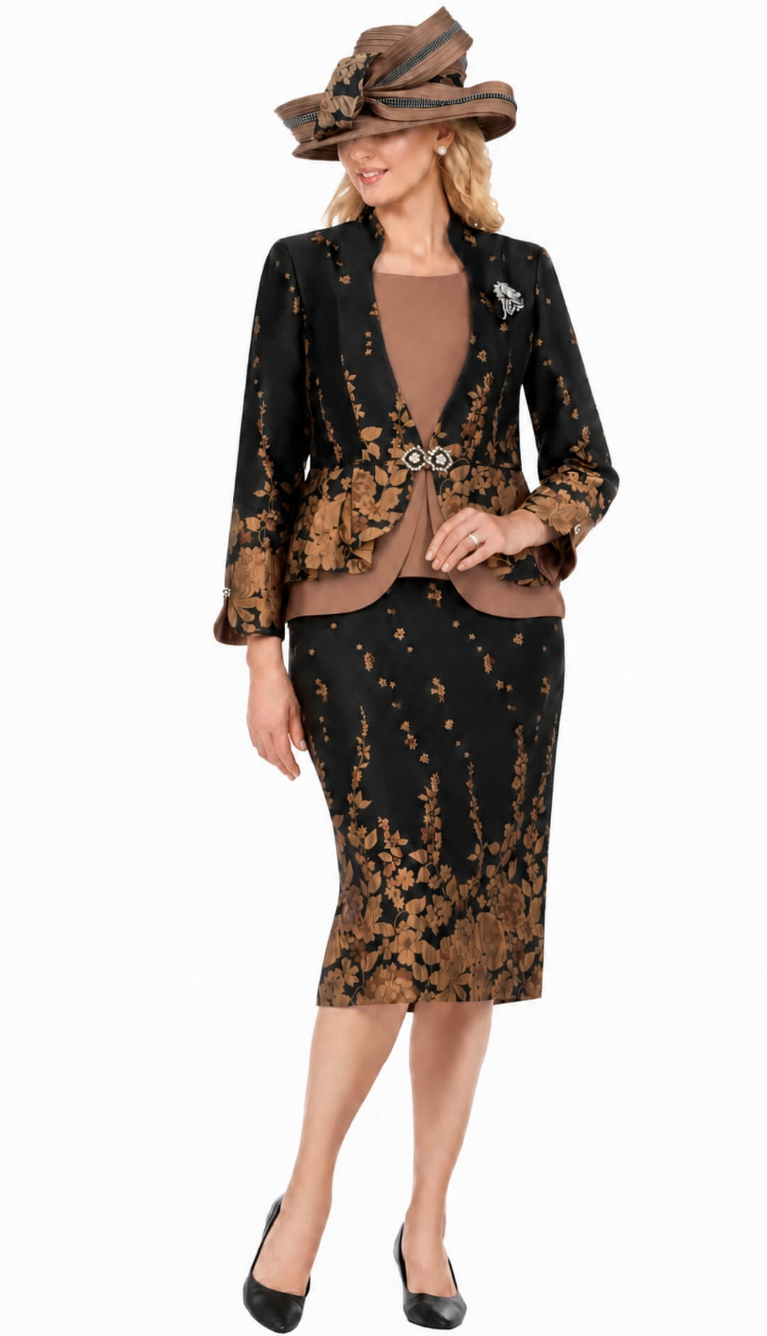 Giovanna Church Suit G1154-Black/Copper