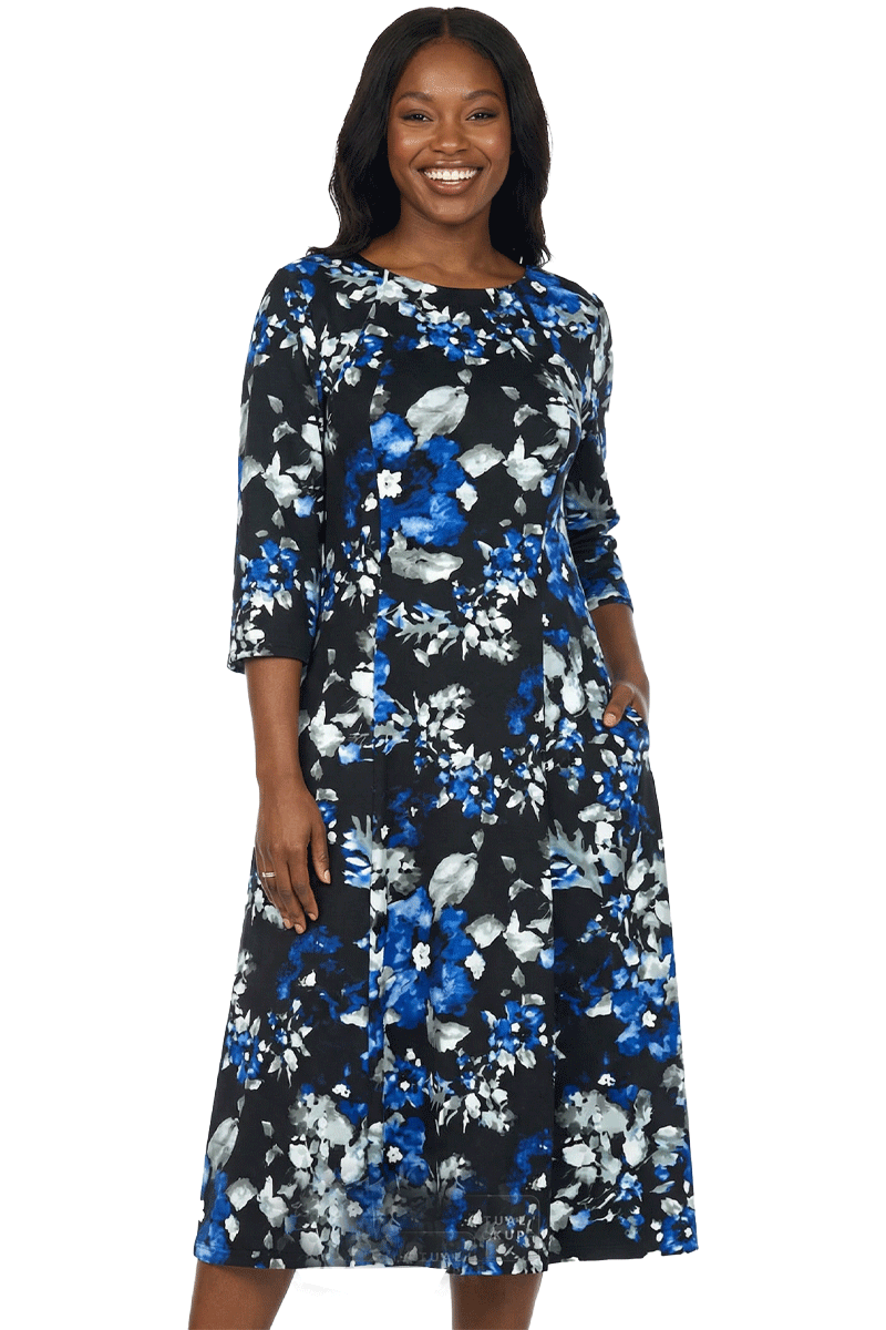 Giovanna Dress D1523P-Black/Royal