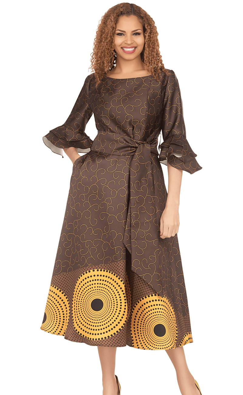 Giovanna Dress D1587-Chocolate - Church Suits For Less