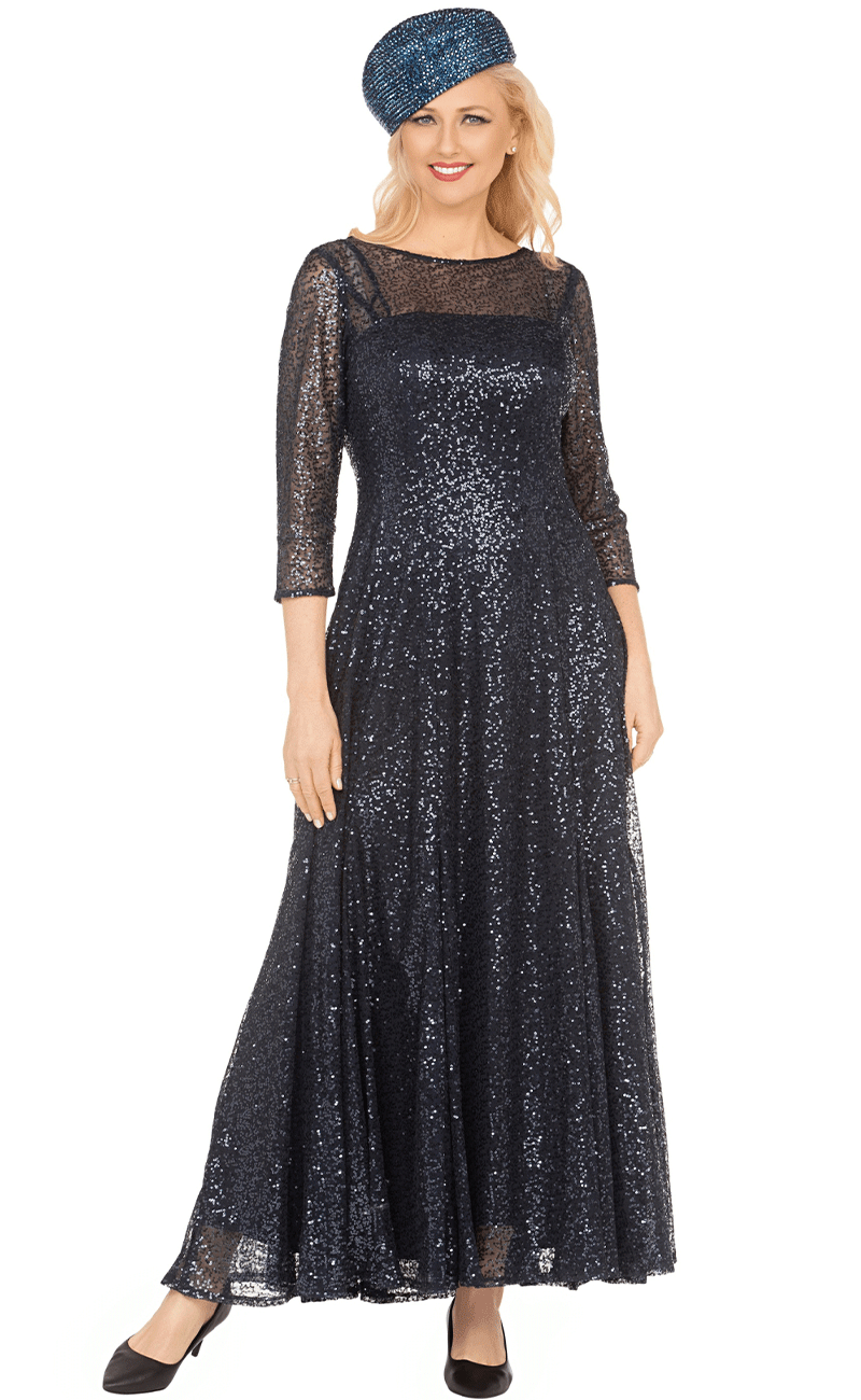 Giovanna Dress D1602-Navy - Church Suits For Less
