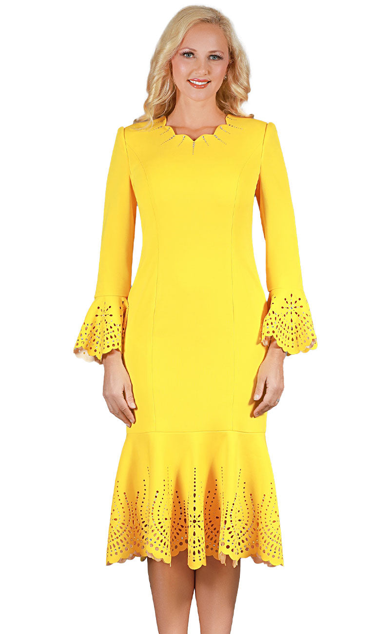 Giovanna Dress D1680C-Yellow Mustard - Church Suits For Less