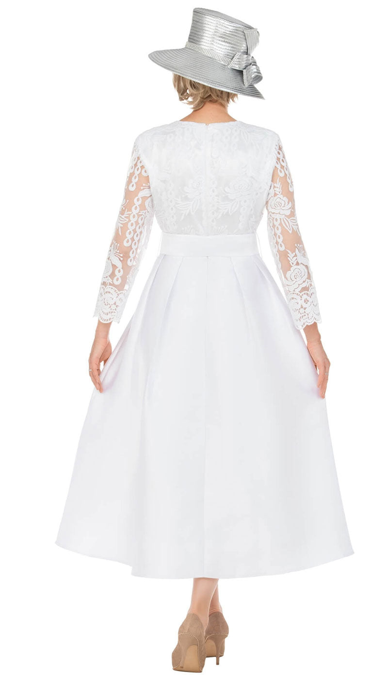 white lace church dresses White Lace Church Dress with Embroidered Cross on Sleeve Christian Apparel & Fashion