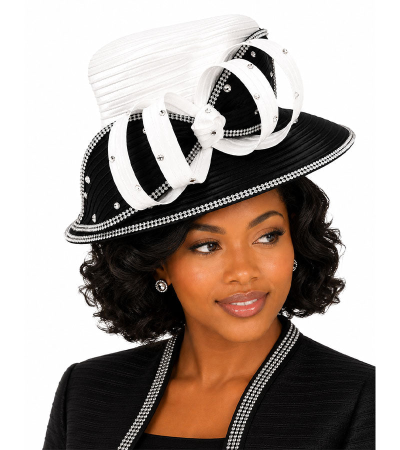 Giovanna Church Hat HR1061-White/Black