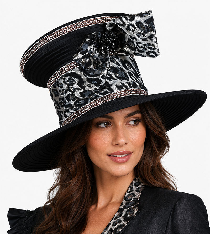Giovanna Church Hat HG1213C-Black/Print
