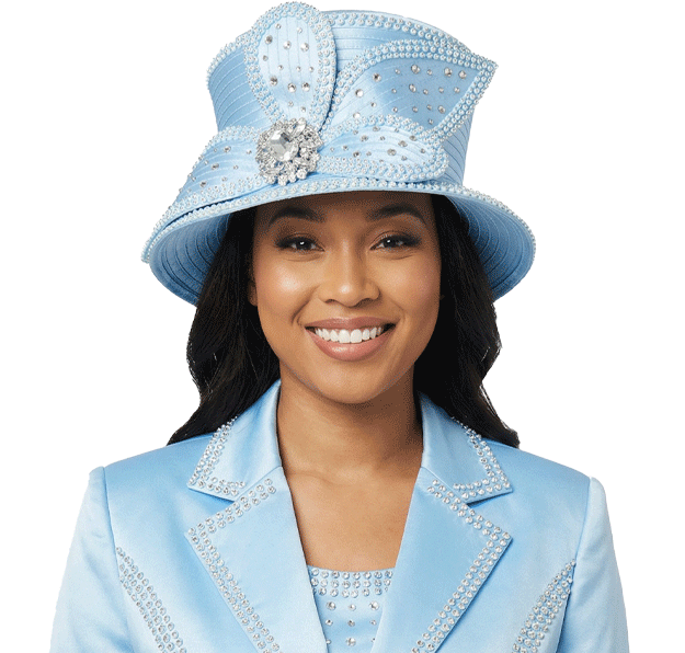 Giovanna Church Hat HR22132-Ice Blue