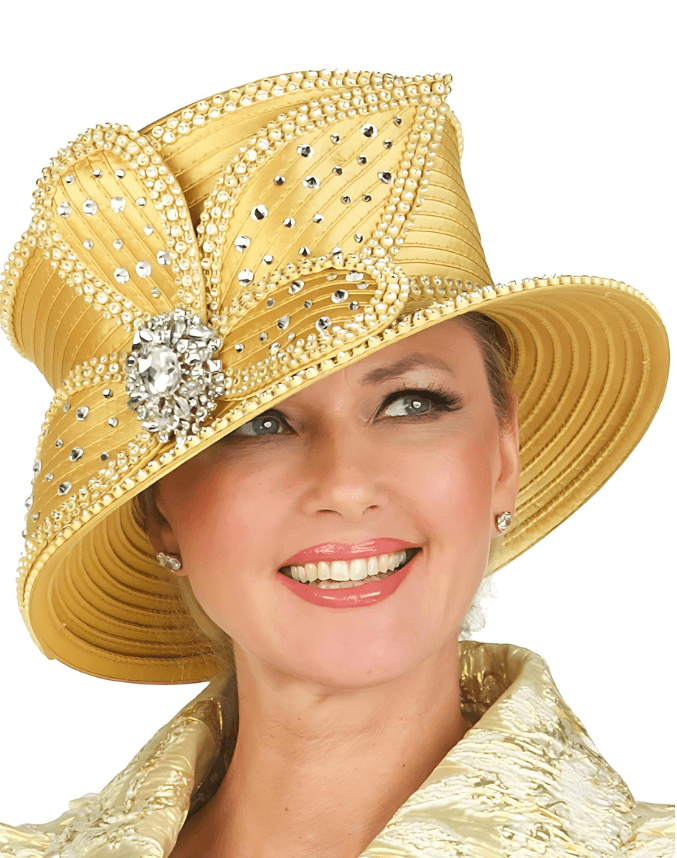 Giovanna Church Hat HR22132-Gold