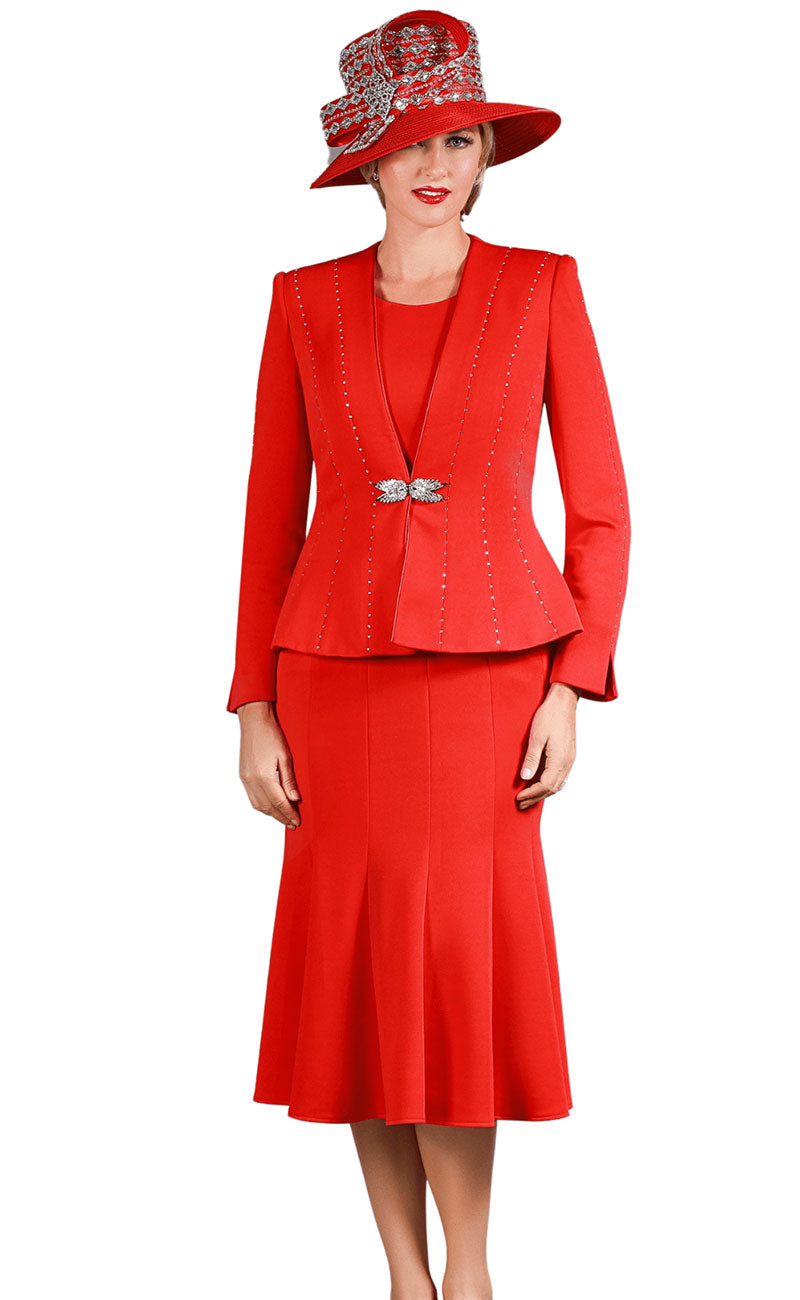 Giovanna Church Suit G1225C-Red - Church Suits For Less