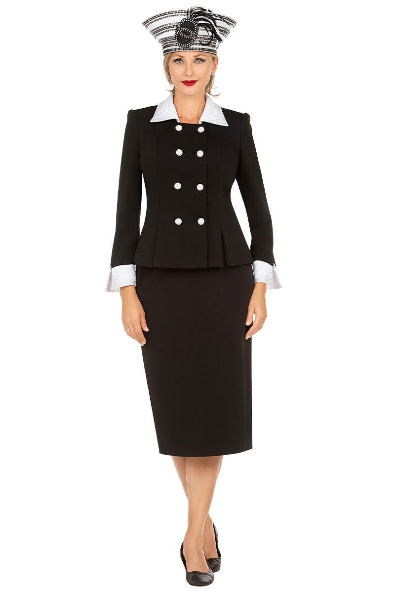 Giovanna Church Suit S0742C-Black/White