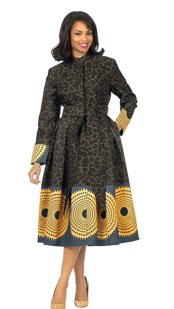 Giovanna Church Dress D1516-Black/Gold - Church Suits For Less
