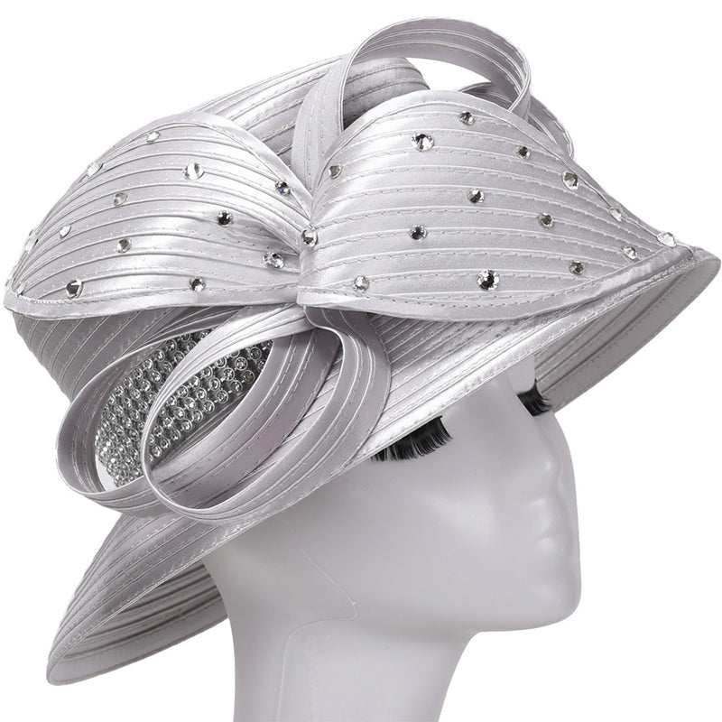 Giovanna Church Hat HR1068-Silver - Church Suits For Less