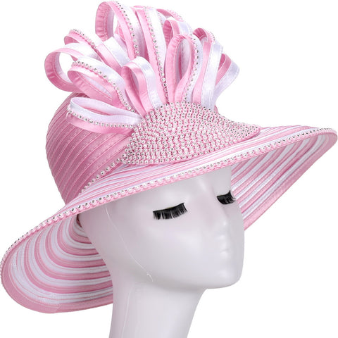 Giovanna Church Hat HR22120-Pink/White - Church Suits For Less