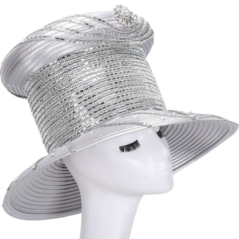 Giovanna Church Hat HR22134-Silver - Church Suits For Less