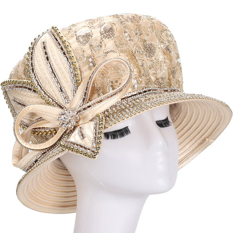 Giovanna Church Hat HR22137-Gold - Church Suits For Less
