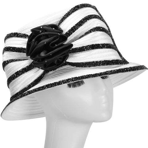 Giovanna Church Hat HR22139-Black/White - Church Suits For Less