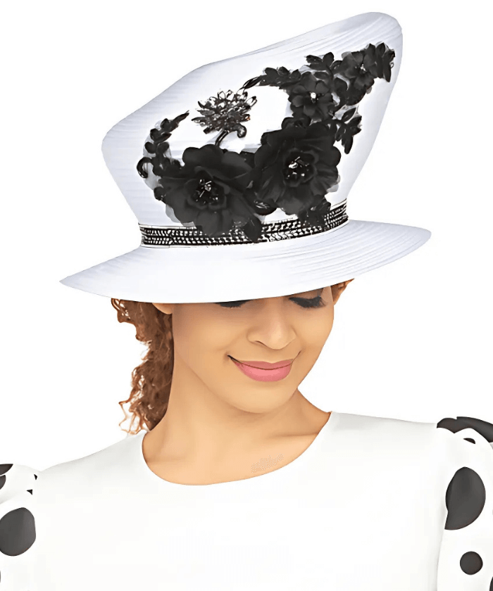 Giovanna Church Hat HR22150-White/Black