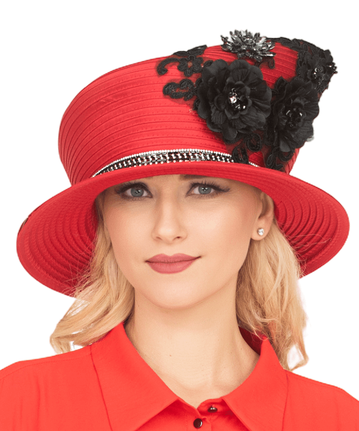 Giovanna Church Hat HR22150-Red/Black
