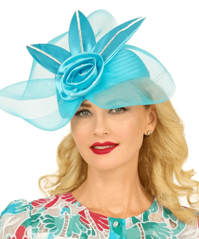 Giovanna Church Hat HR22152-Turquoise