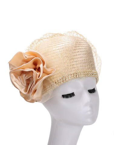 Giovanna Church Hat HR22116-Champagne - Church Suits For Less