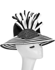 Giovanna Church Hat HR22120-Black/White - Church Suits For Less
