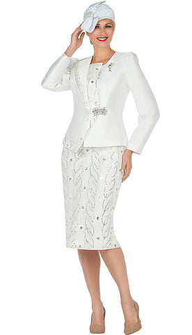 Giovanna Church Suit G1152-White - Church Suits For Less
