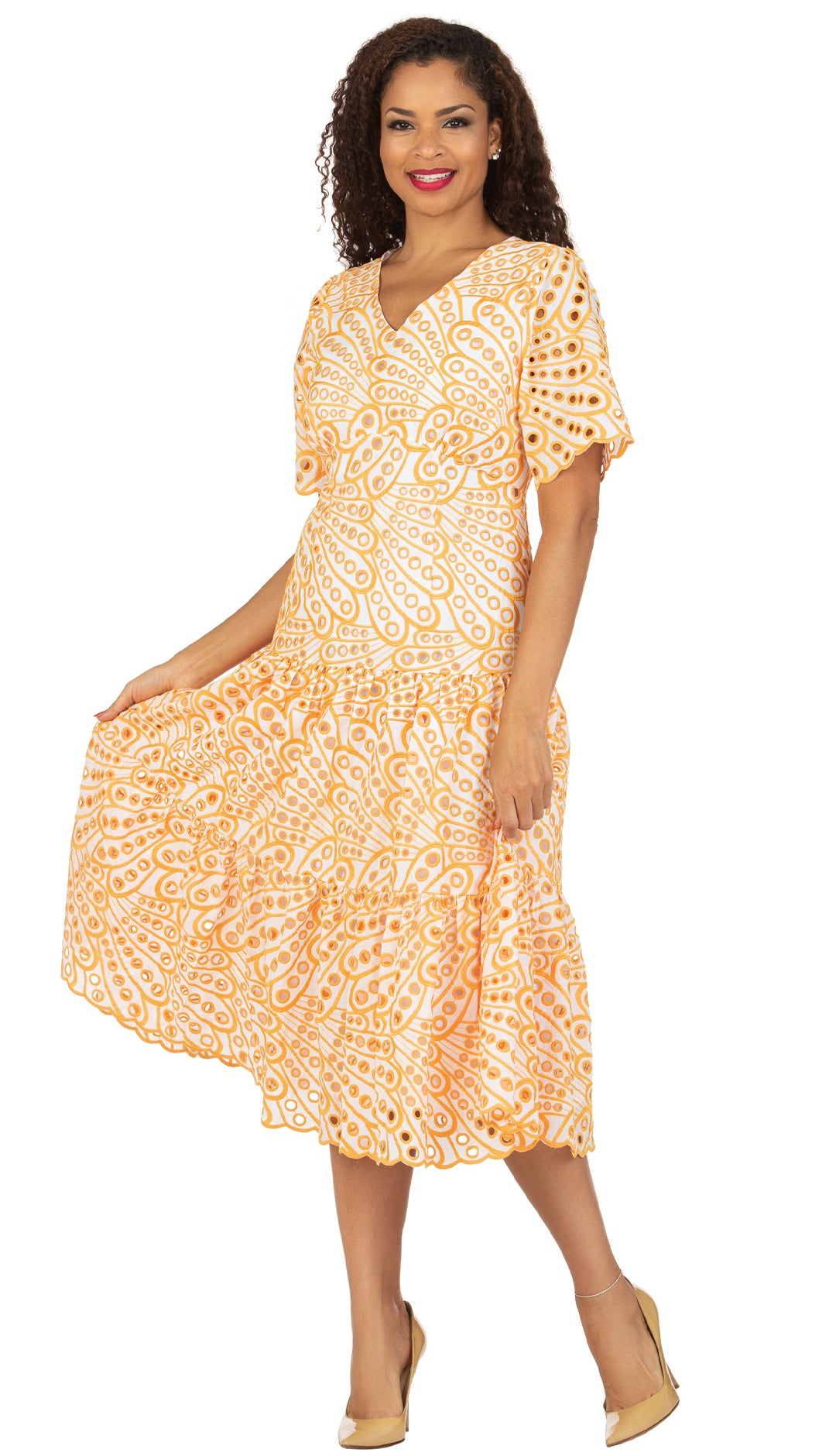 Giovanna D1619-ORG Church Dress Orange With White / 8 | Designer Church Suits Giovanna D1619-ORG Church Dress Orange With White / 8 | Designer Church Suits