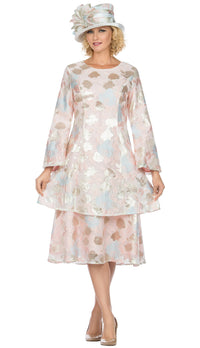 Giovanna Dress D1528-Pink/Pink - Church Suits For Less