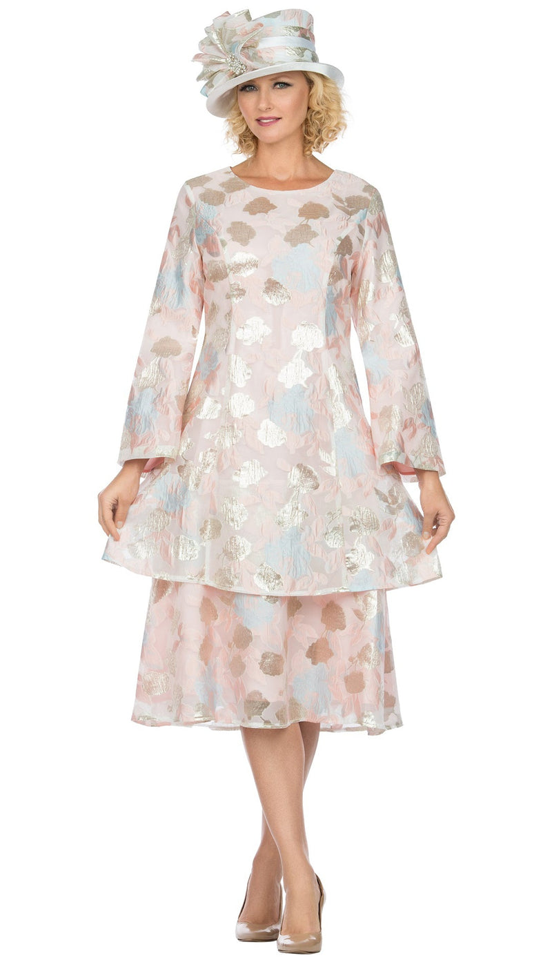 Giovanna Dress D1528-Pink/Pink - Church Suits For Less