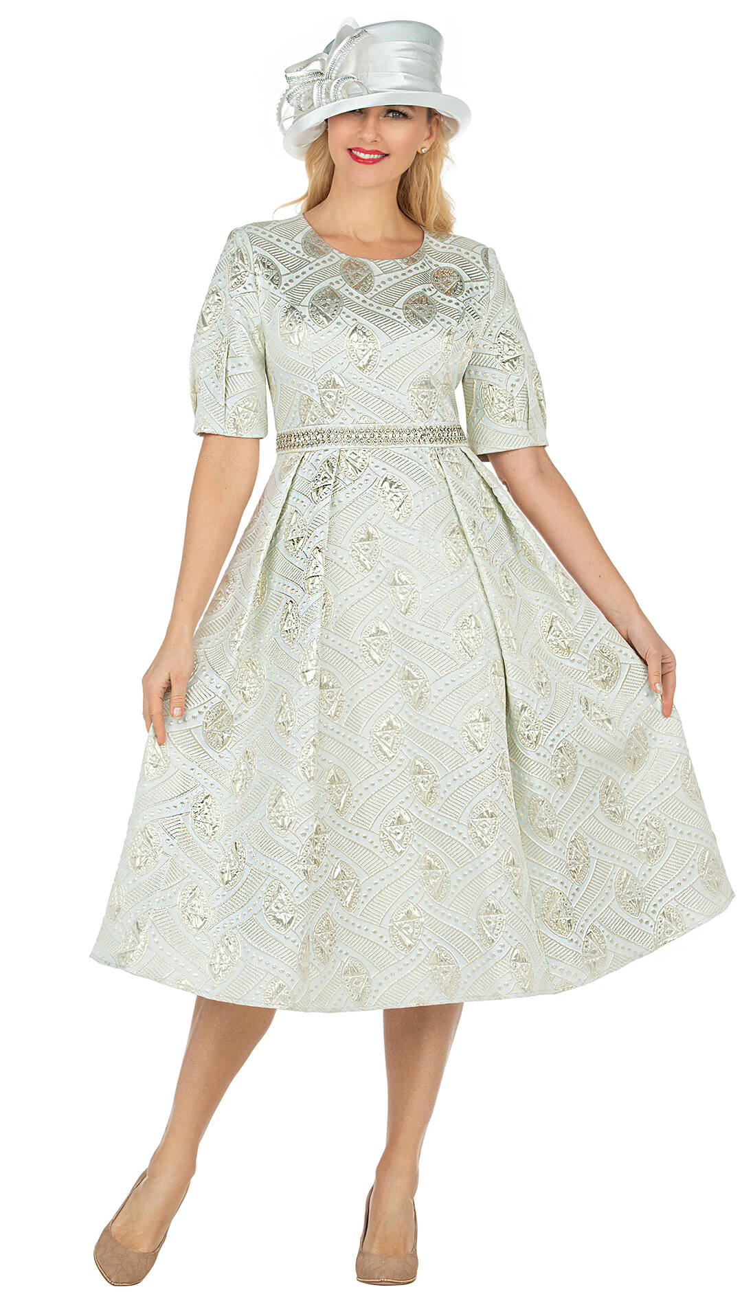 Giovanna Church Dress D1623CLight Blue Church suits for less