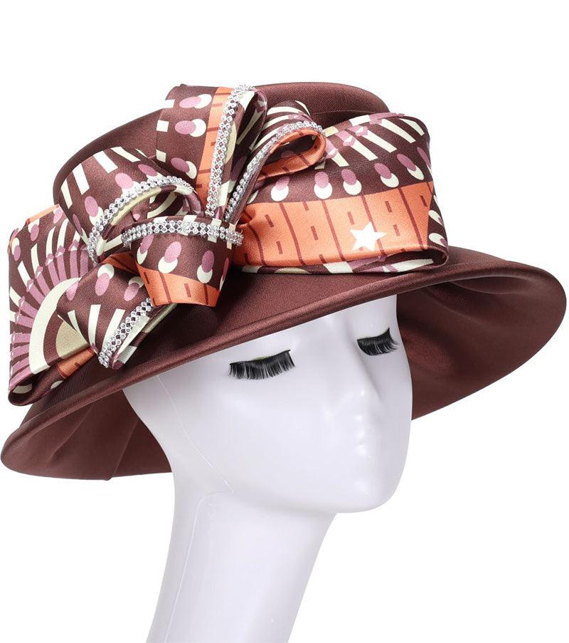 Giovanna Church Hat H0960-Brown Multi - Church Suits For Less