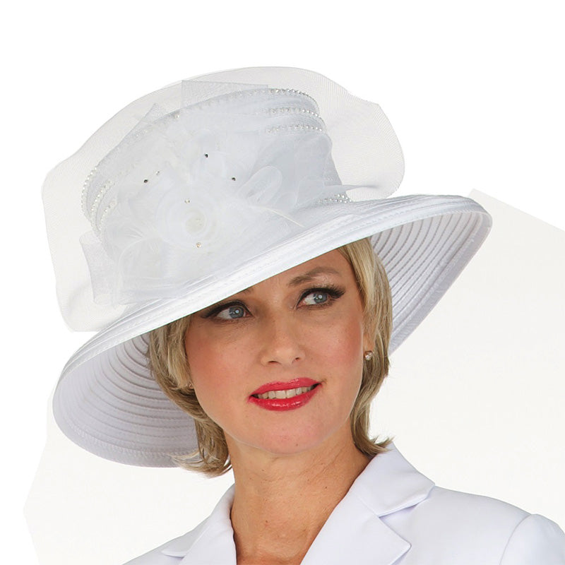 Giovanna Church Hat HR22125-White - Church Suits For Less