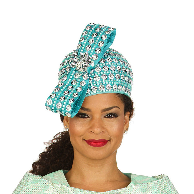 Giovanna Church Hat HR22126-Turquoise - Church Suits For Less