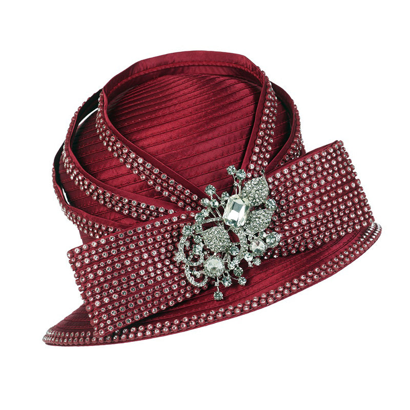 Giovanna Church Hat HR22129-Cranberry - Church Suits For Less