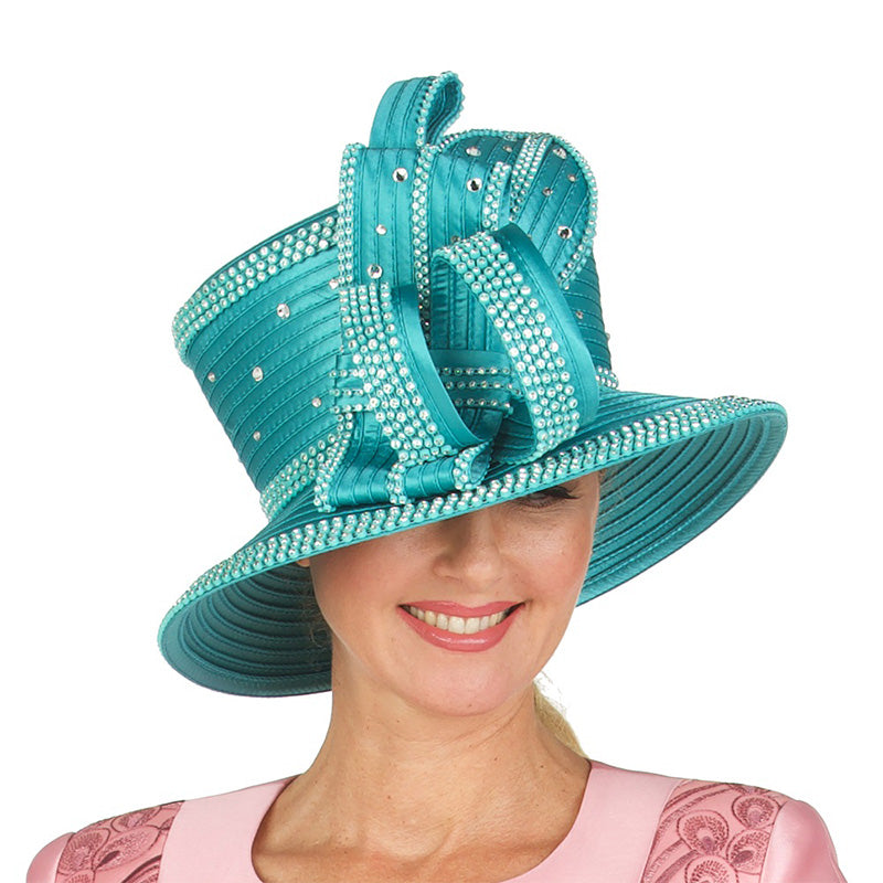 Giovanna Church Hat HR22131-Turquoise - Church Suits For Less