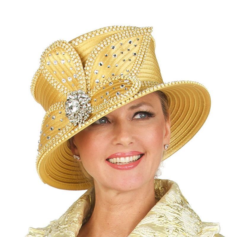 Giovanna Church Hat HR22132-Gold - Church Suits For Less