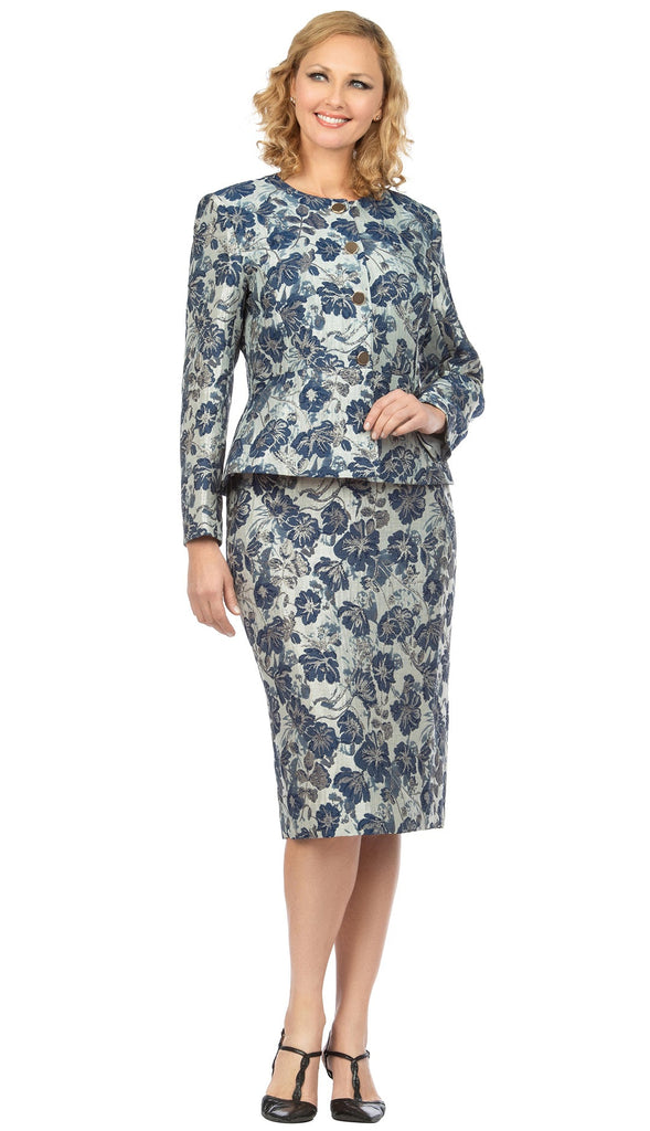 Giovanna Suit S0726C-Navy/Silver - Church Suits For Less