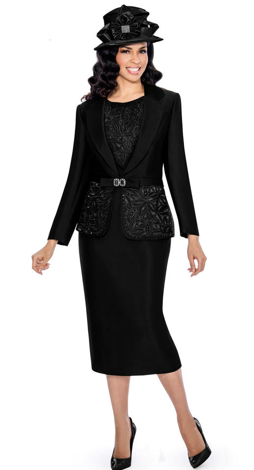 Giovanna Church Suit G1007C-Black - Church Suits For Less
